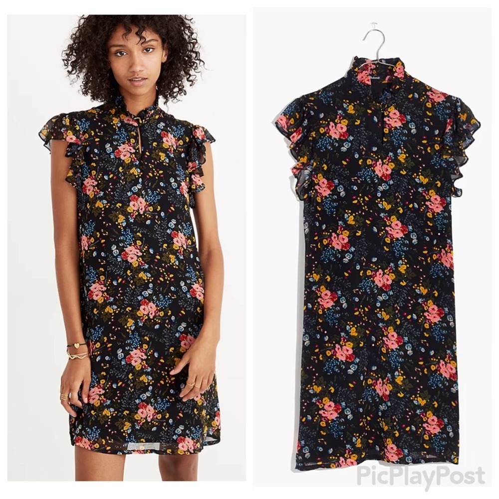Floral Ruffle Sleeve Dress - Picture 3 of 10
